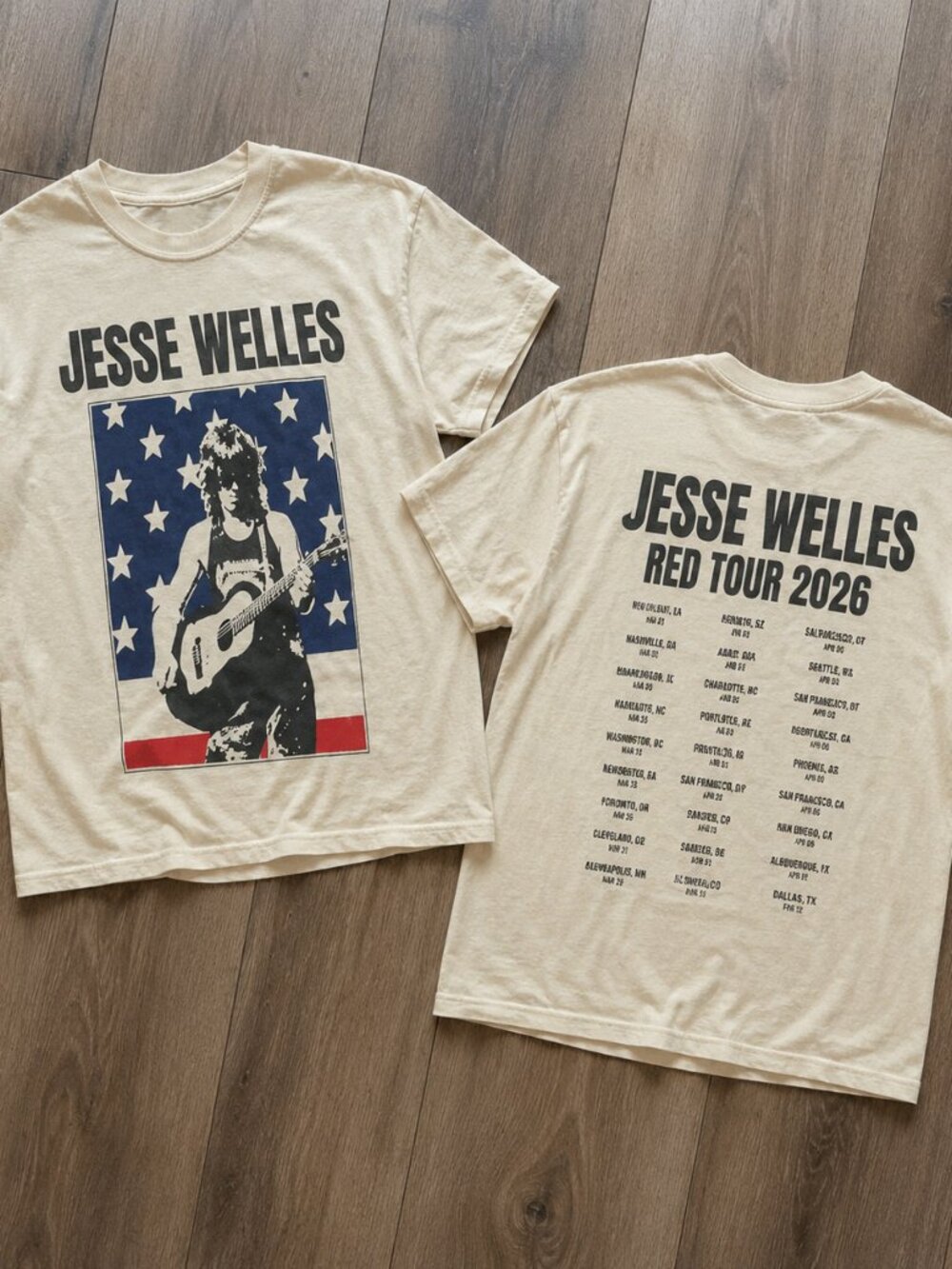 Jesse Welles Red Tour 2026 Double Sided Concert Graphic T-Shirt